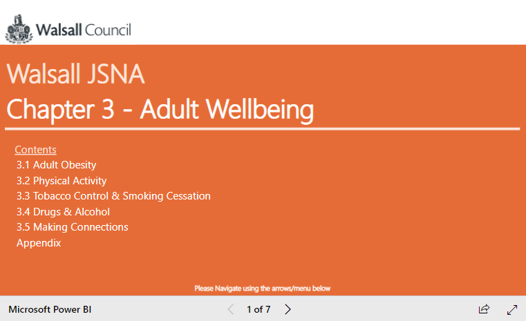 JSNA chapter 3 Adult Wellbeing, image and link to dashboard