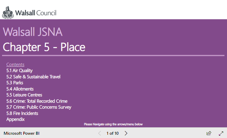 JSNA chapter 5 Place, image and link to dashboard