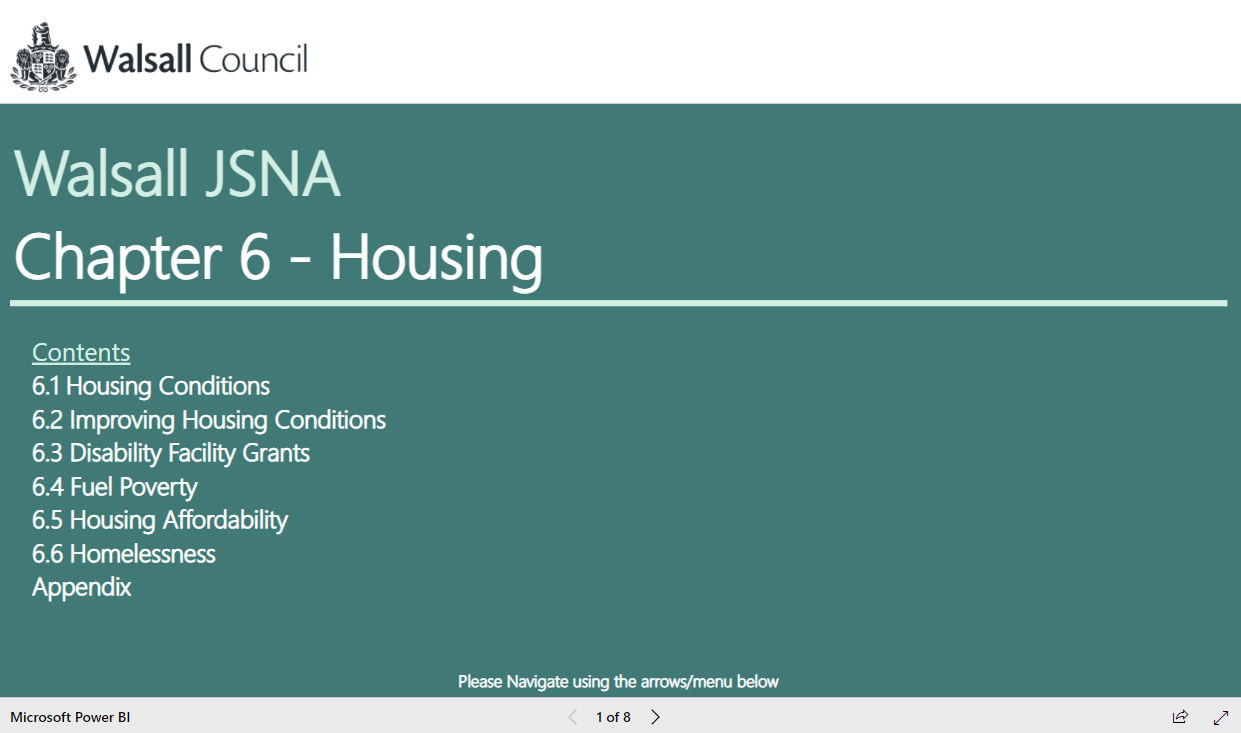 JSNA chapter 6 Housing, image and link to dashboard